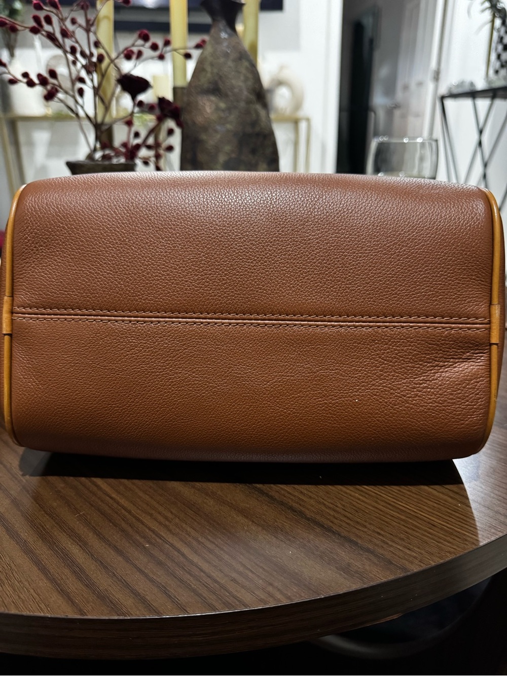 Dooney & Bourke Brown Leather Satchel with Cherry Charm - Picture 8 of 8
